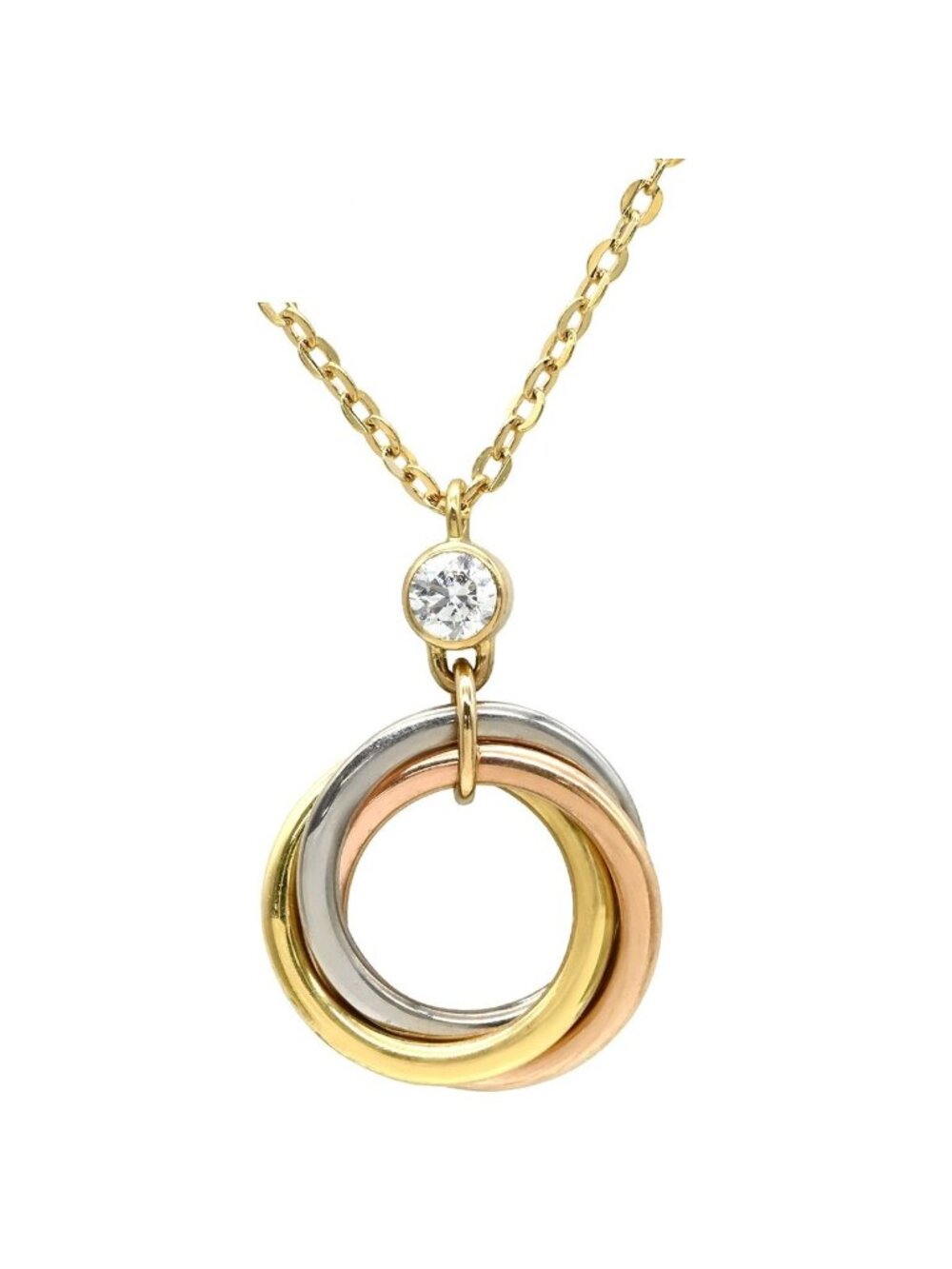 Cartier Necklace Baby Trinity Diamond Yellow Gold White Pink 18k
